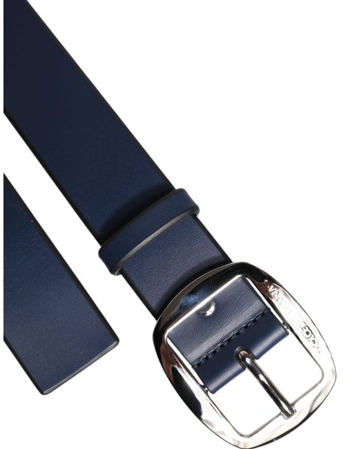 Dolce & Gabbana Blue Calf Leather Classic Metal Buckle Belt for men