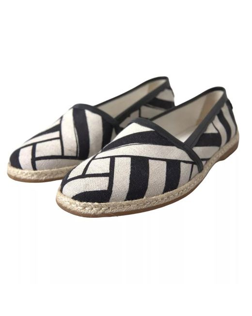 Dolce & Gabbana Black Stripes Slip On Espadrille Shoes for men