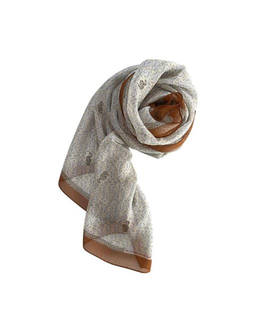 Borbonese Gray Brown Silk Scarf
