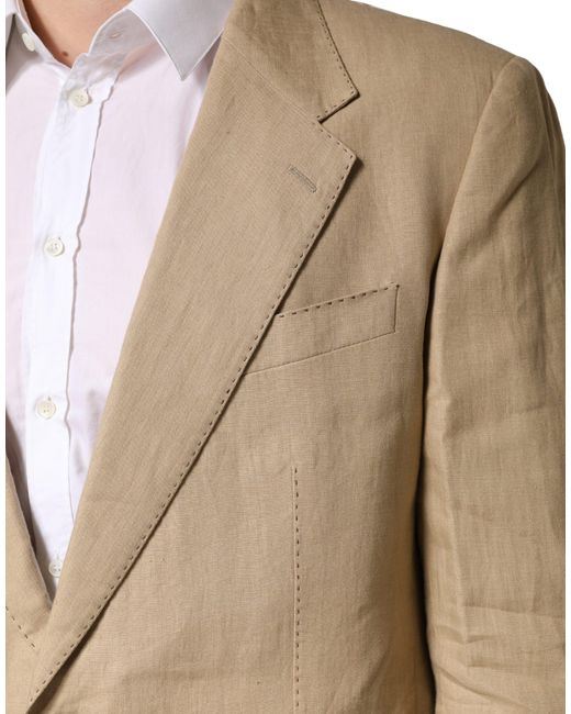 Dolce & Gabbana Natural Taormina Single Breasted Formal 2 Piece Suit Linen for men