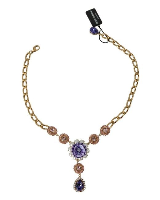 Dolce & Gabbana Black Pink Brass Crystal Purple Pearl Pendants