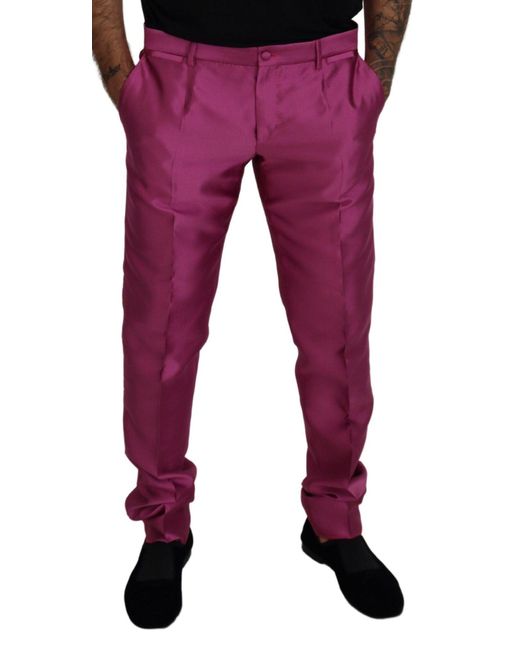 Dolce & Gabbana Red Elegant Slim Fit Formal Dress Pants for men
