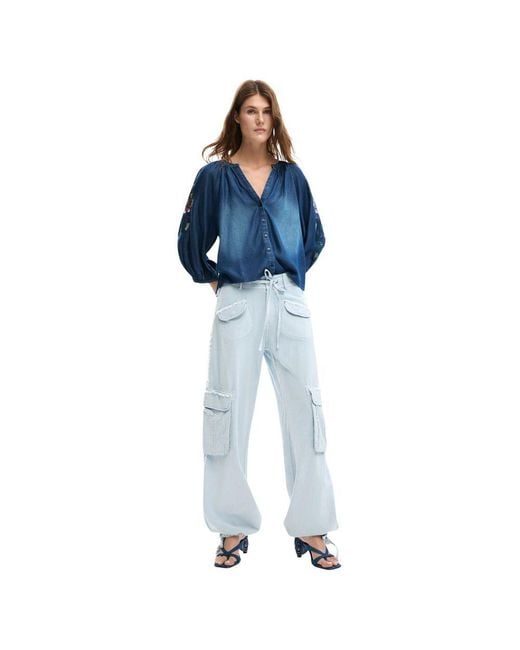 Desigual Blue Cotton Casual Pants