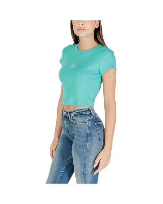 Calvin Klein Blue Turquoise Cotton T