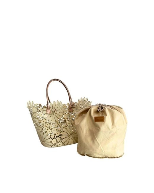Baldinini Metallic Beige Pu Handbag