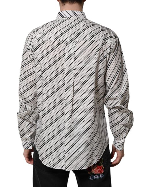 Dolce & Gabbana Gray Striped Long Sleeves Formal Shirt for men
