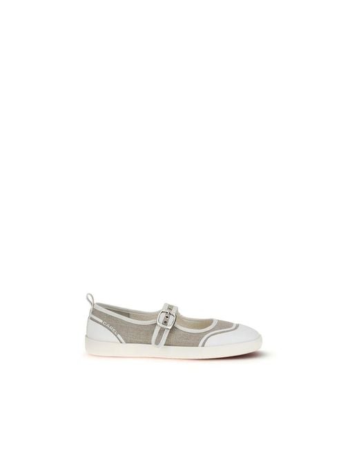 CAREL PARIS White Beige Cotton Ballet Flats