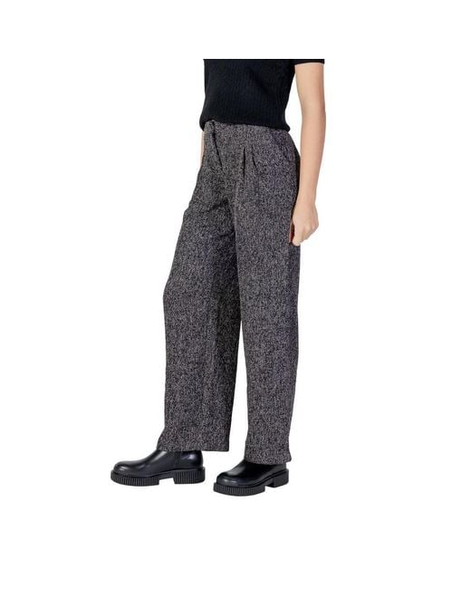 Jacqueline De Yong Blue Black Polyester Flared Pants