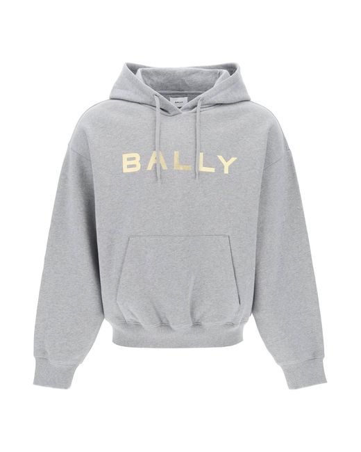 Bally Gray Metallic Logo Hoodie for men