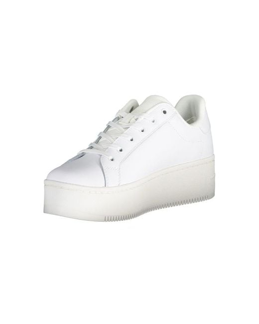 Tommy Hilfiger White Essential Platform Sneakers