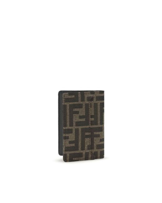 Fendi Gray Brown Calf Leather Bos Taurus Wallet for men