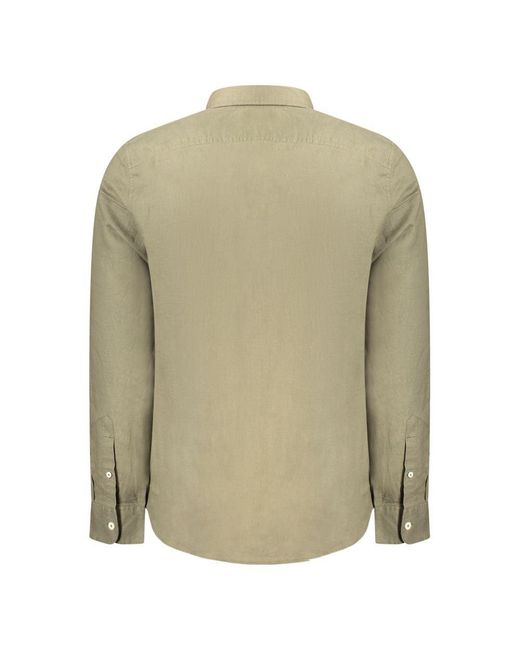 Timberland Green Long Sleeve Linen Shirt Relaxed Fit for men