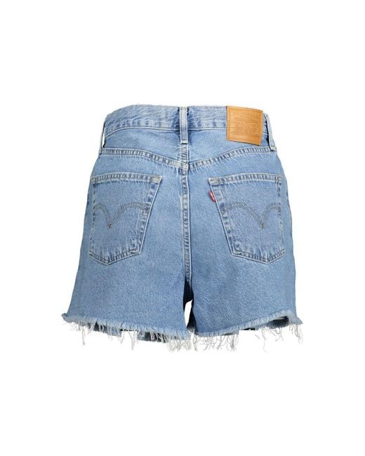 Levi's Blue Chic Fringed Hem Denim Shorts