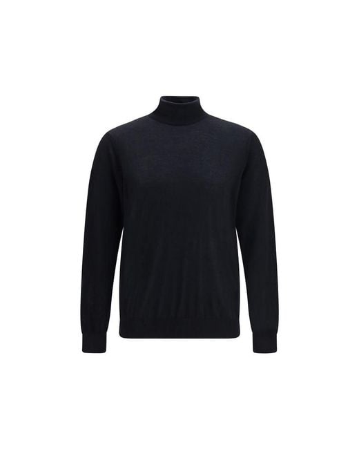 Giorgio Armani Blue Black Cashmere Sweater for men