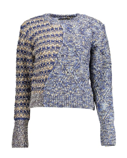 Desigual Blue Eclectic Contrast Detail Sweater