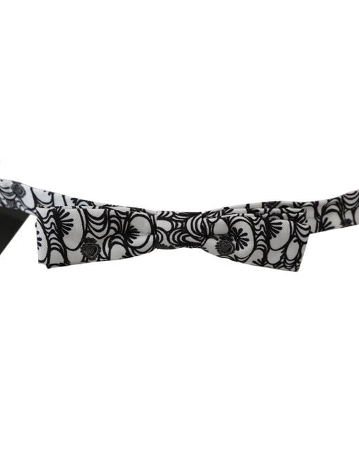 Dolce & Gabbana Black Exquisite Silk Bow Tie With Pattern for men