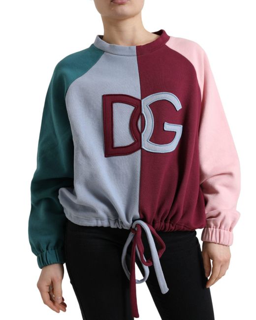 Dolce & Gabbana Multicolor Cotton Crew Neck Pullover Sweater