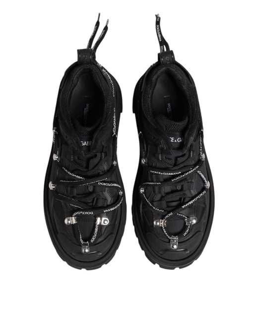 Dolce & Gabbana Black Low Top Lace Up Trekking Sneakers Shoes for men
