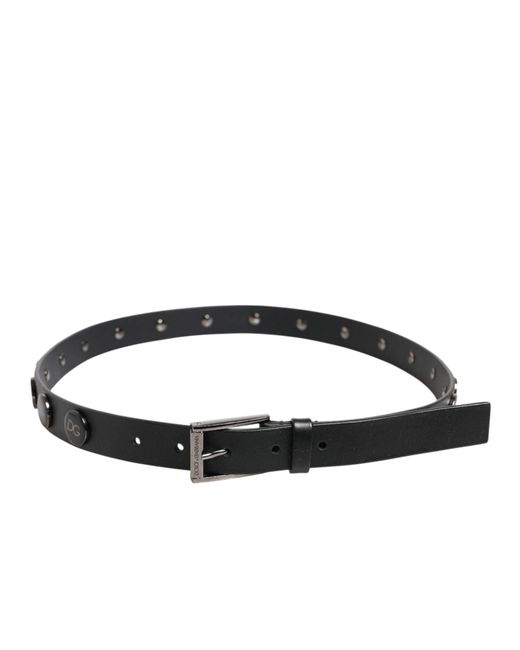 Dolce & Gabbana Black Leather Belt With Metal Buckle for men