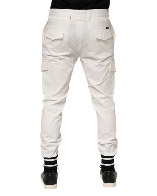 Dolce & Gabbana White Cotton Jogger Cargo Skinny Men Pants for men