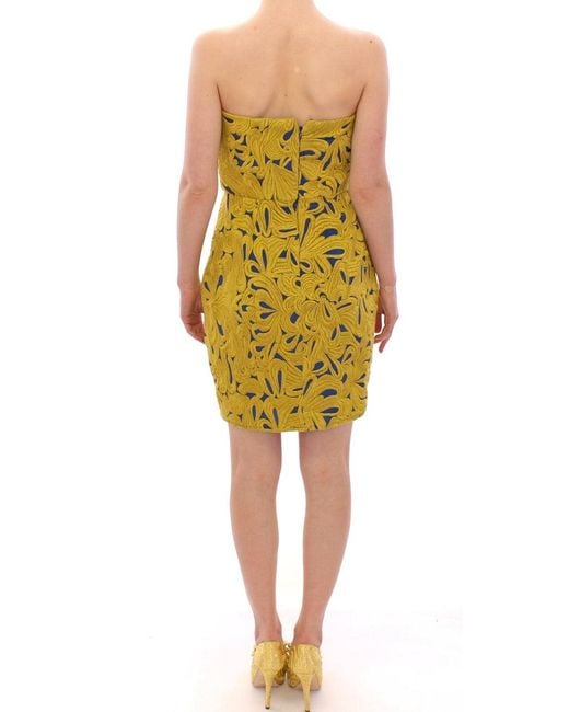 Sachin & Babi Yellow Strapless Bubble Mini Shift Dress