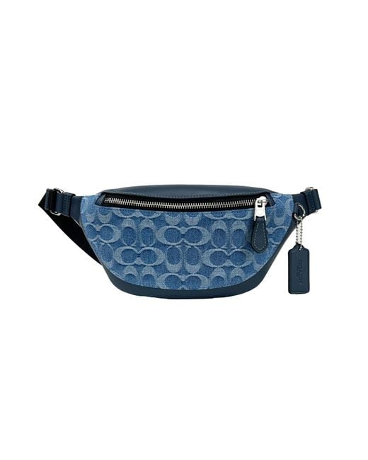 COACH Black Warren Mini Signature Denim Fanny Belt Bag