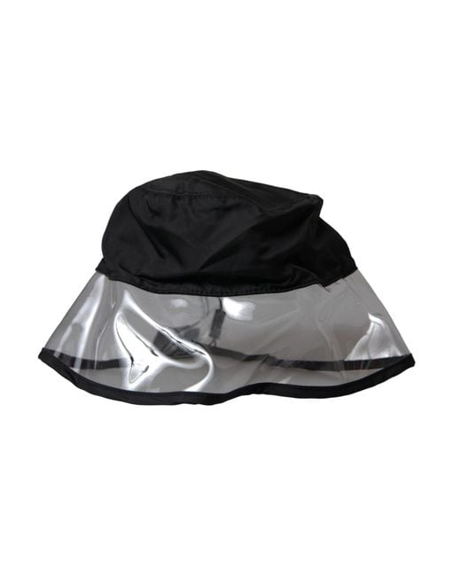 Dolce & Gabbana Black Polyester Plastic Bucket Hat for men