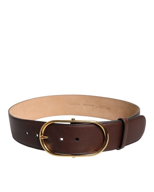 Dolce & Gabbana Brown Leather Waist Metal Buckle Belt for men