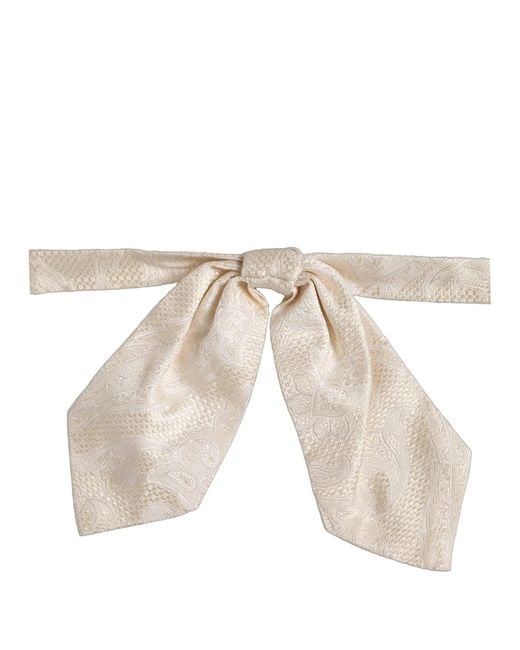 Dolce & Gabbana Natural Men Ivory Paisley Silk Adjustable Neck Papillon Bow Tie for men
