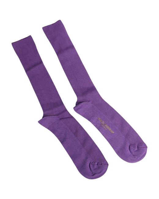 Dolce & Gabbana Purple Cotton Logo Over The Calf Socks for men