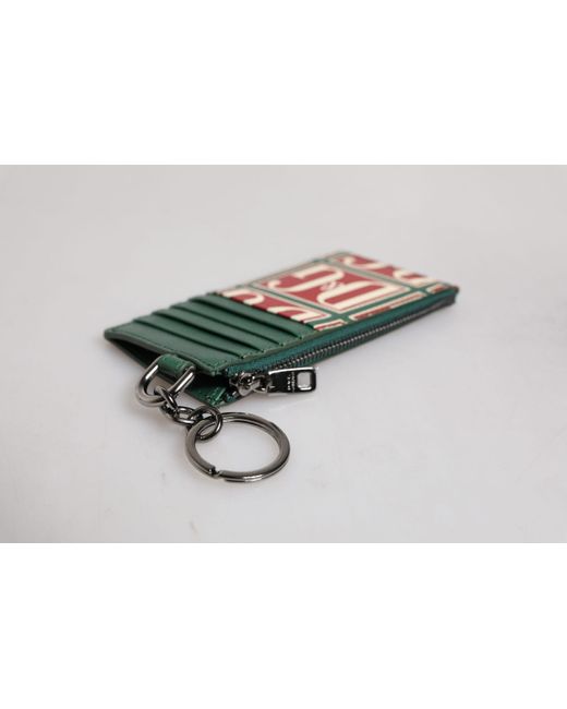 Dolce & Gabbana Metallic Calf Leather Logo Print Monogram Card Holder Wallet for men