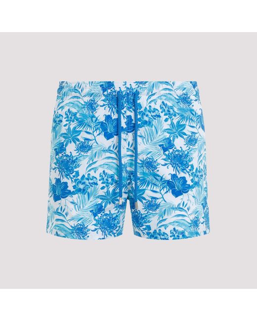 Vilebrequin Blue White Moorise Tahiti Flower Swim Shorts for men