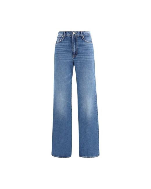 7FOR Blue Cotton Flared Jeans