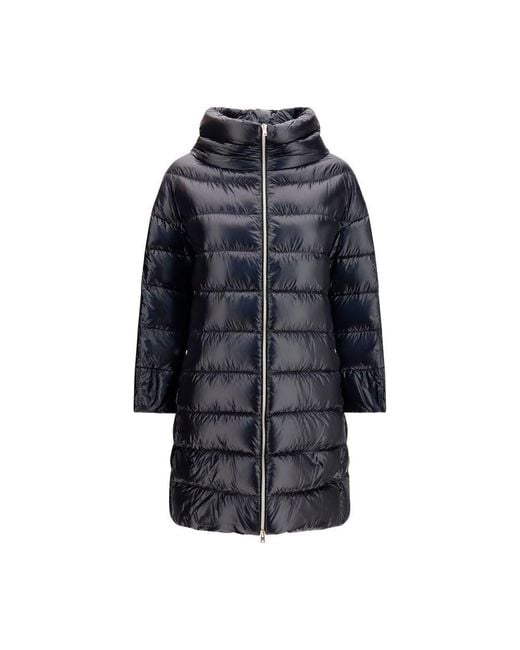 Herno Blue Black Polyester Coat