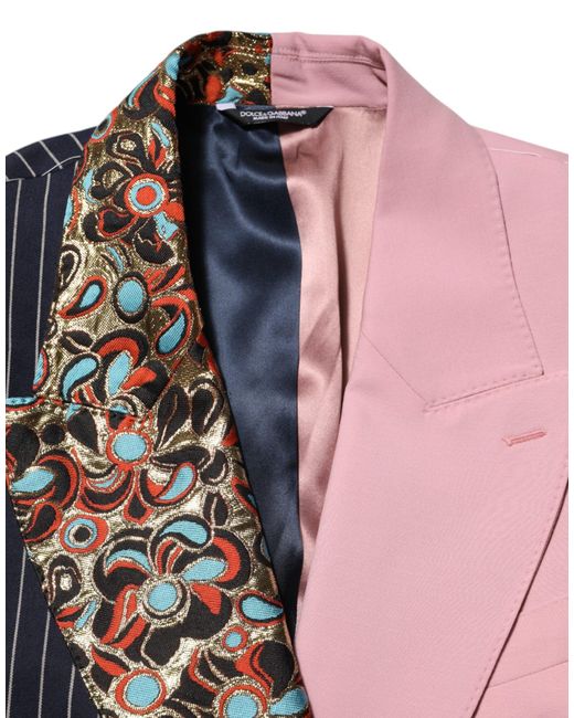 Dolce & Gabbana Black Multicolor Patchwork Single Breasted Jacket Blazer for men