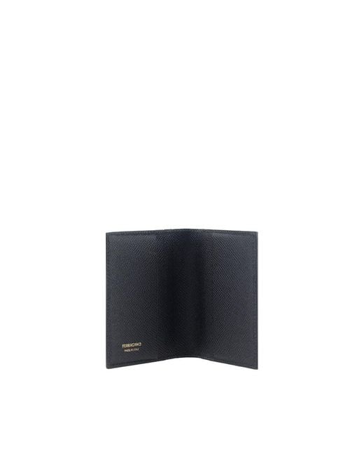Ferragamo Blue Black Calf Leather Bos Taurus Wallet for men