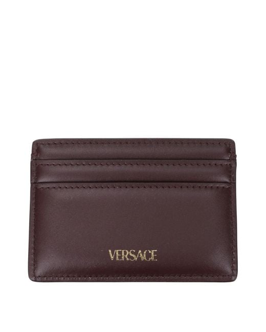 Versace Purple Brown Leather Cardholder for men