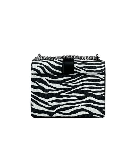Michael Kors Greenwich Small Print Logo Crossbody Tote Chain Bag Black/white $498