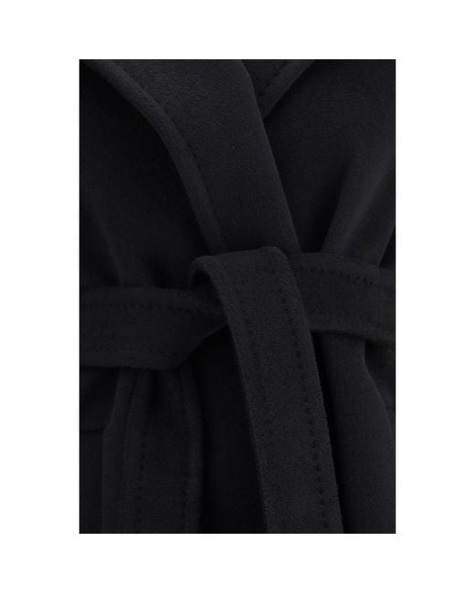 Max Mara Black Fleece Wool Coat