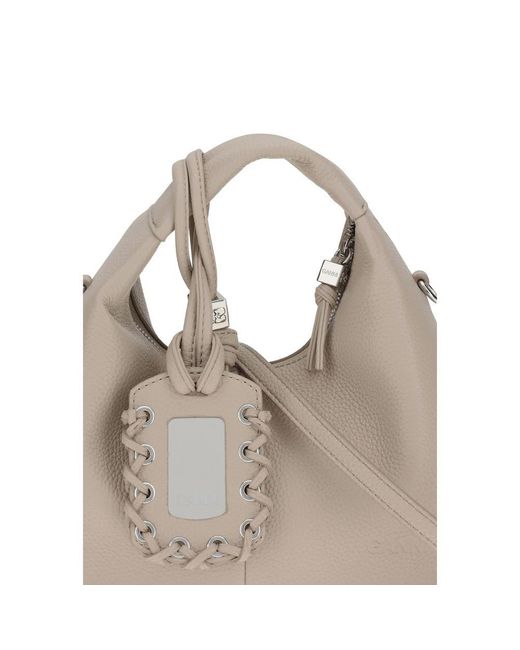 Ganni Natural Hobo Mini Grained