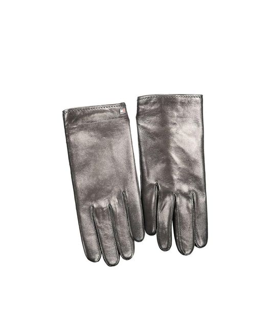 Tommy Hilfiger Gray Black Leather Men's Glove for men