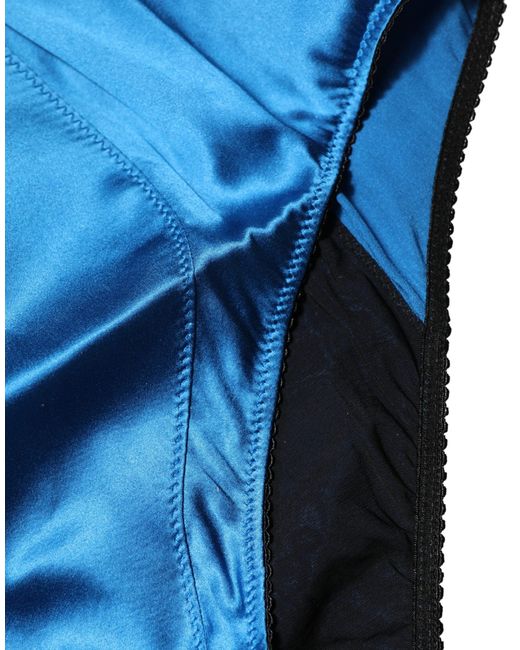 Dolce & Gabbana Blue Silk Blend High Waist Girdle Panty Underwear