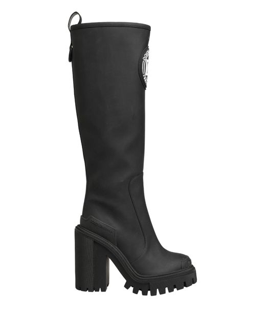 Dolce & Gabbana Black Rubberised Leather High Boots Shoes
