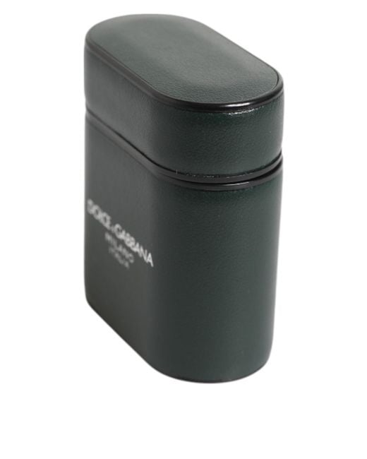 Dolce & Gabbana Black Leather Logo Print Flip Holder Men Airpods Case for men