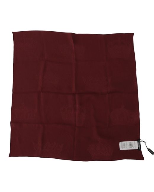 Dolce & Gabbana Purple Maroon Silk Crown Square Wrap Handkerchief Scarf for men