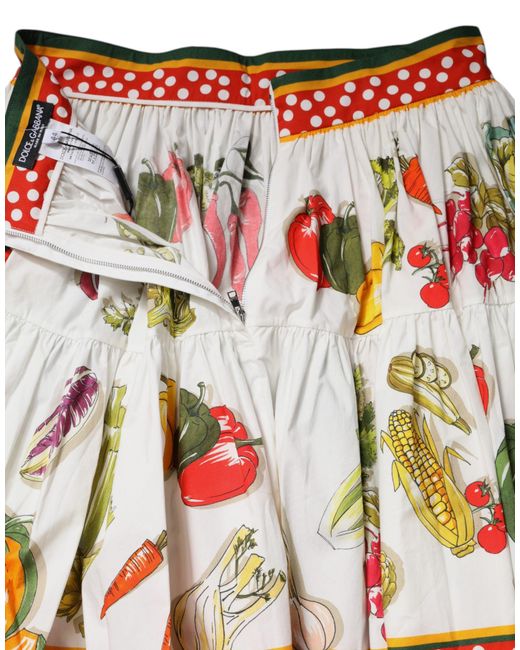 Dolce & Gabbana Multicolor Vegetable Print Short Poplin Mini Skirt