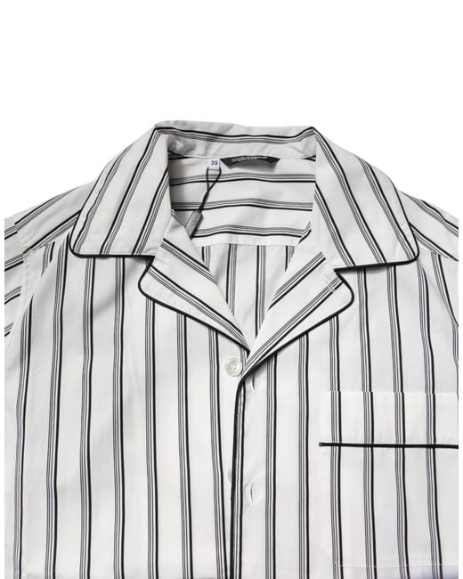 Dolce & Gabbana Gray Stripes Cotton Pajama Set Sleepwear for men