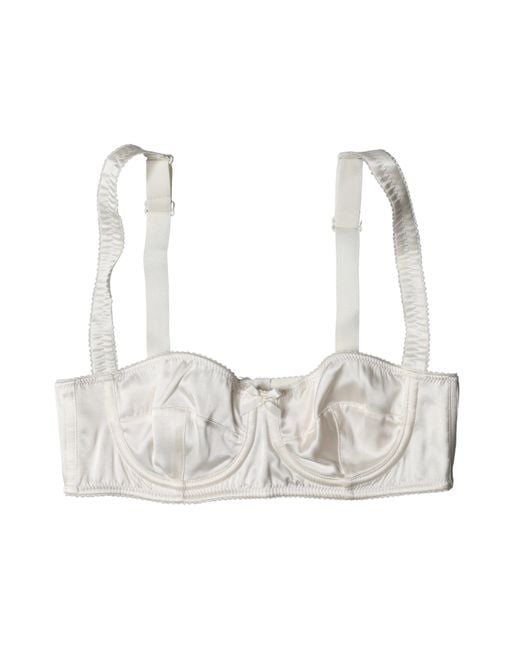 Dolce & Gabbana White Silk Satin Underwire Bra Semi Pad Underwear