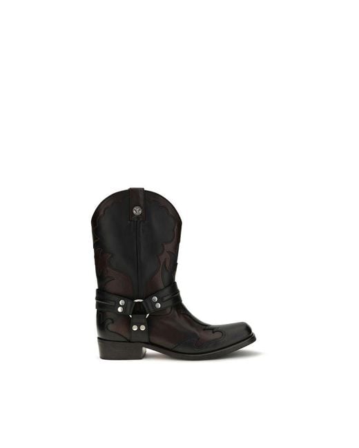 Versace Black Calf Leather Bos Taurus Boots for men