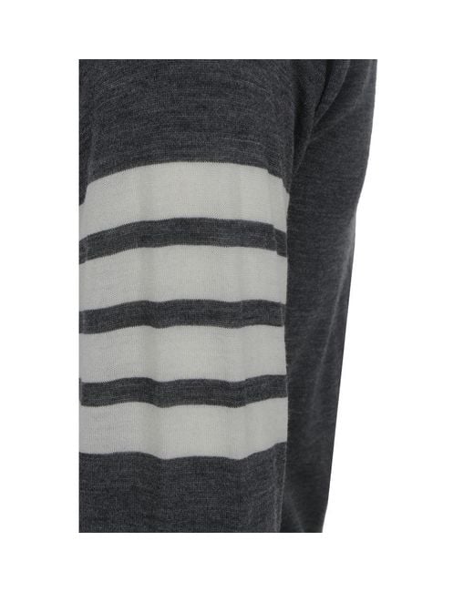 Thom Browne Black Gray Fleece Wool Cardigan for men